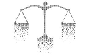 Symbole représentant une balance de justice numérique
